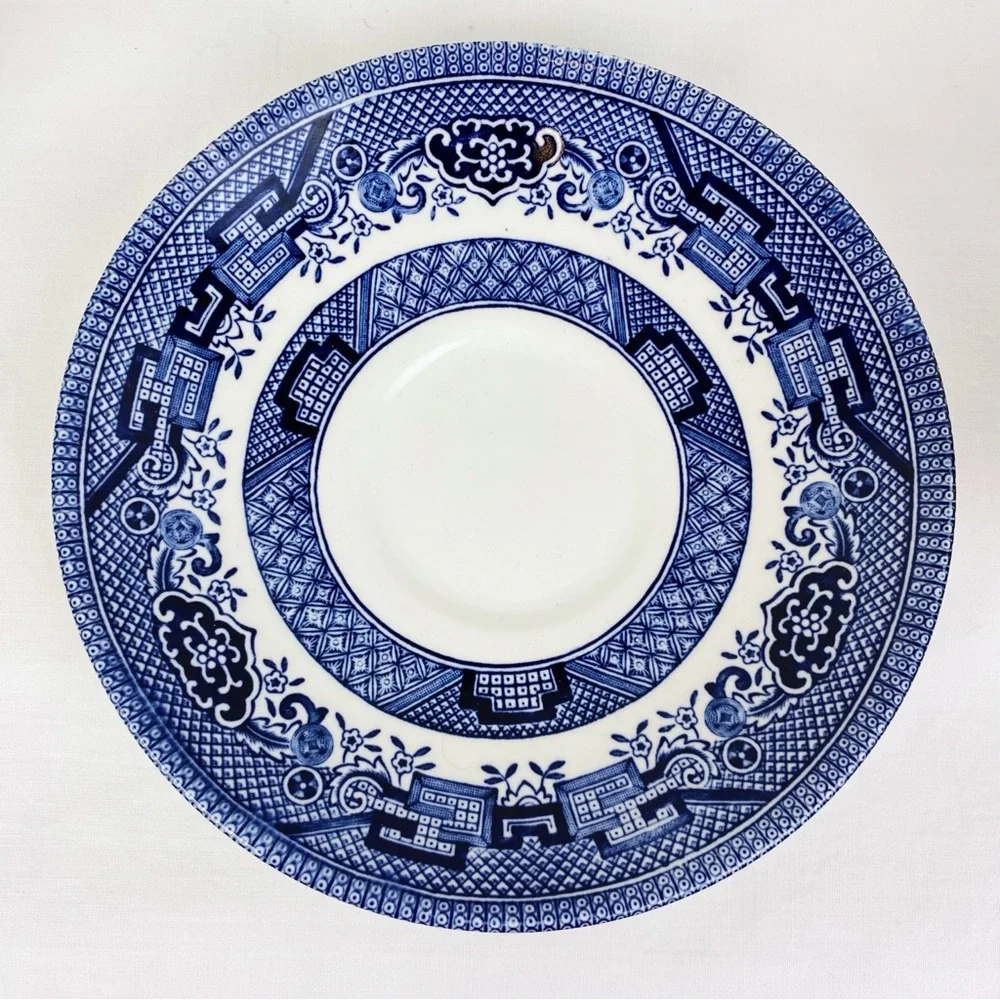 Vintage Churchill Blue Willow Teacup & Saucer Set of 2 England